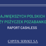 ranking 100 największych firm branży pożyczek pozabankowych. Zielony napis na granatowym tle. Na dole biały logotyp CapitalService S.A.